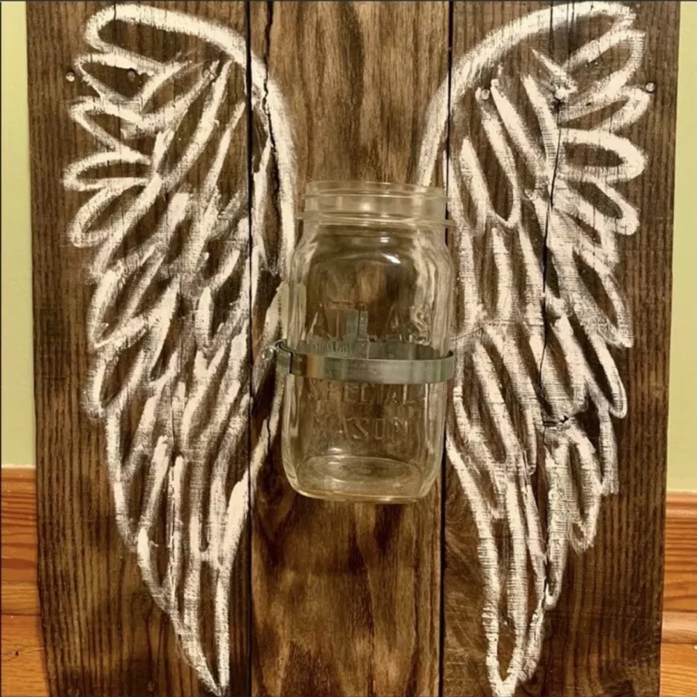 Handcrafted Distressed Wood Angel Wings Decor